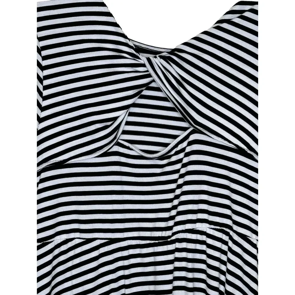 Torrid Womens Dress Mini Striped Cut Out Stretch‎ 3/4 Sleeve Black White Size 00